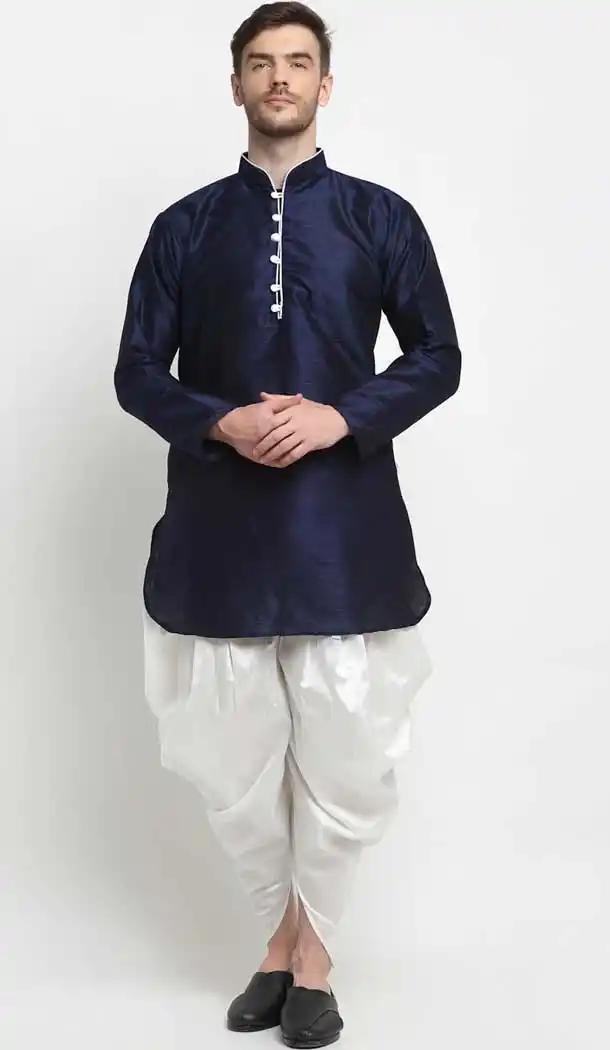 Gorgeous Blue Color Art Dupion Silk Designer Party Wear Readymade Dhoti Kurta -2115136241