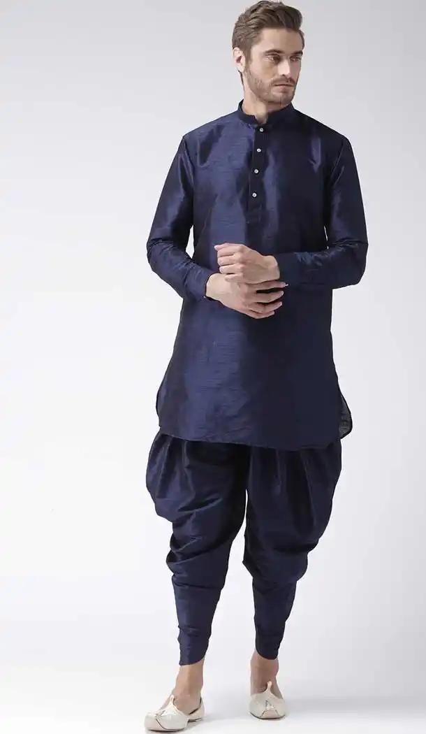 Flamboyant Blue Color Art Dupion Silk Designer Party Wear Readymade Dhoti Kurta -2115136248