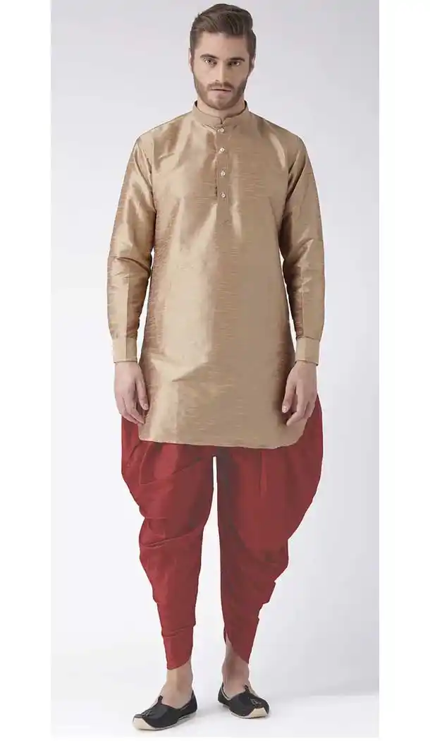 Copper Gold Color Art Dupion Silk Designer Party Wear Readymade Dhoti Kurta -2115136261
