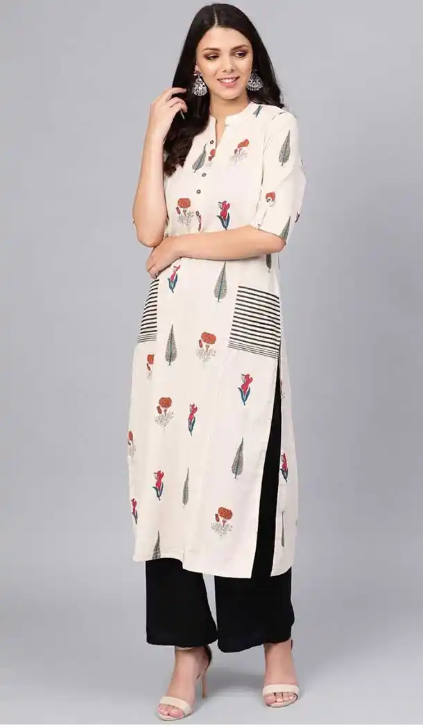 Off White Color Cotton Designer Party Wear Anarkali Style Plus Size Kurti -2120136316