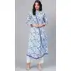 Off White & Blue Color Cotton Designer Party Wear Anarkali Style Plus Size Kurti -2120136320
