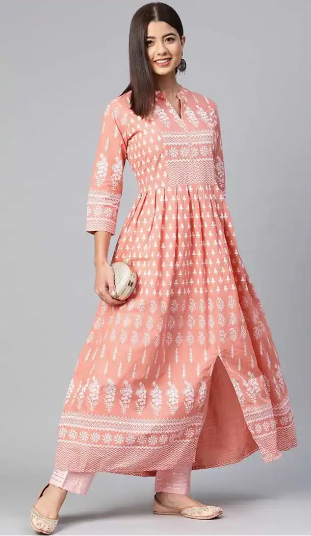 Beautiful Multi Color Cotton Designer Party Wear Anarkali Style Plus Size Kurti -2120136321