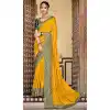 Yellow Color Vichitra Silk Weaving Work Casual Party Wear Saree Blouse -2123136339