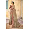 Beige Color Vichitra Silk Weaving Work Casual Party Wear Saree Blouse -2123136344
