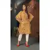 Yellow Color Heavy Cotton Cambric Readymade Kaftan Top -2128136375