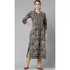 Grey & Multi Color Cotton Party Anarkali Style Plus Size Readymade Kurti -2169136794