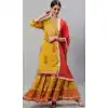 Mustard Yellow Color Cotton Designer Punjabi Style Readymade Kurti Set -2170136802