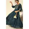 Teal Blue Color Cotton Designer Anarkali Readymade Kurti Set -2170136804