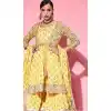 Bright Yellow Color Cotton Designer Party Wear Readymade Kurti Set -2170136807