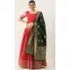 Red Color Banarasi Silk Jecquard Weaving Work Lehenga Choli -2181136925
