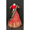 Chic Brick Red Color Banarasi Silk Jecquard Weaving Work Lehenga Choli -2181136930