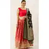 Chic Brick Red Color Banarasi Silk Jecquard Weaving Work Lehenga Choli -2181136930