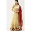 Cream Color Net Traditional Sangeet Garba Wear Lehenga Choli -2184136942