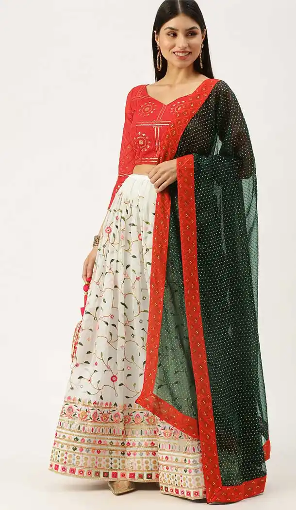 White Color Georgette Traditional Sangeet Garba Wear Lehenga Choli -2184136946