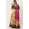 Charming Cream Color Pure Cotton Traditional Party Wear Women Lehenga Choli -2185136950