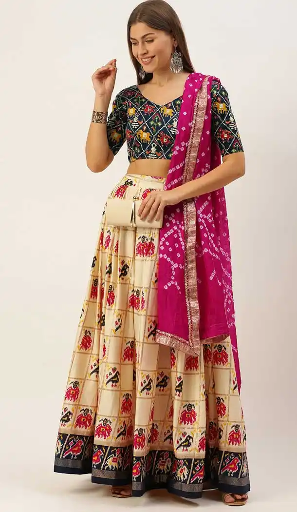Charming Cream Color Pure Cotton Traditional Party Wear Women Lehenga Choli -2185136950