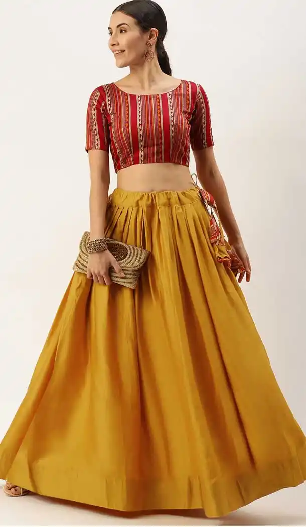 Mustered Color Pure Cotton Fancy Party Wear Girls Lehenga Choli -2186136955