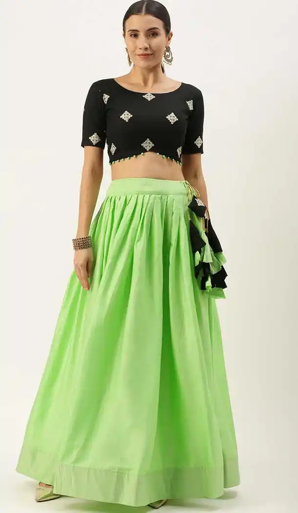 Light Green Color Cotton Fancy Party Wear Girls Lehenga Choli -2186136957