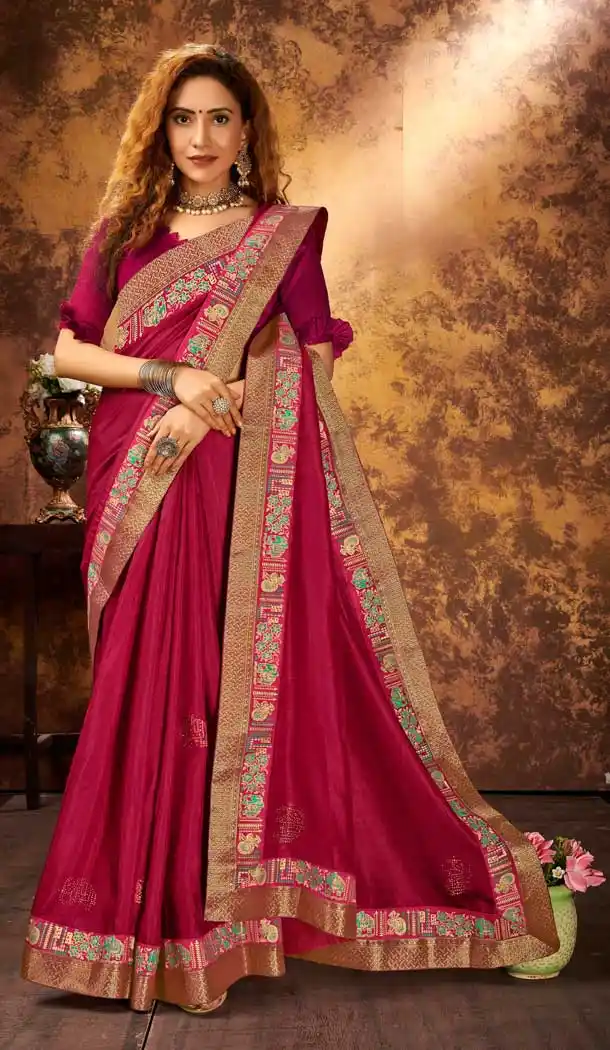 Rani Pink Color Chanderi Silk Classic Casual Office Wear Saree-2171136809