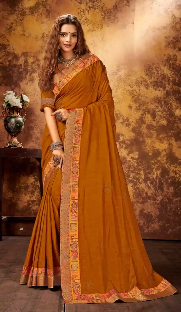 Mustard Color Chanderi Silk Classic Casual Office Wear Saree -2171136810