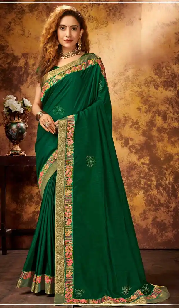 Green Color Chanderi Silk Classic Casual Office Wear Saree -2171136812 