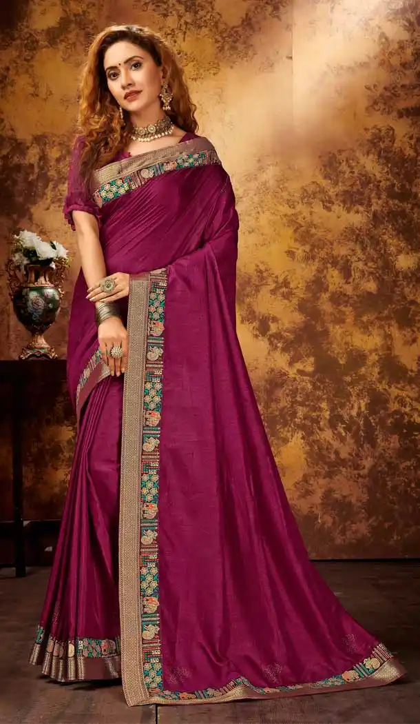 Magenta Color Chanderi Silk Classic Casual Office Wear Saree -2171136813
