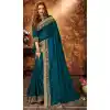 Teal Blue Color Chanderi Silk Classic Casual Office Wear Saree -2171136814