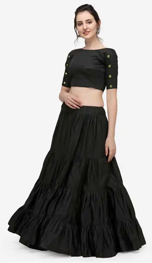 Divine Black Color Cotton Designer Party Wear Lehenga Choli -2193137030