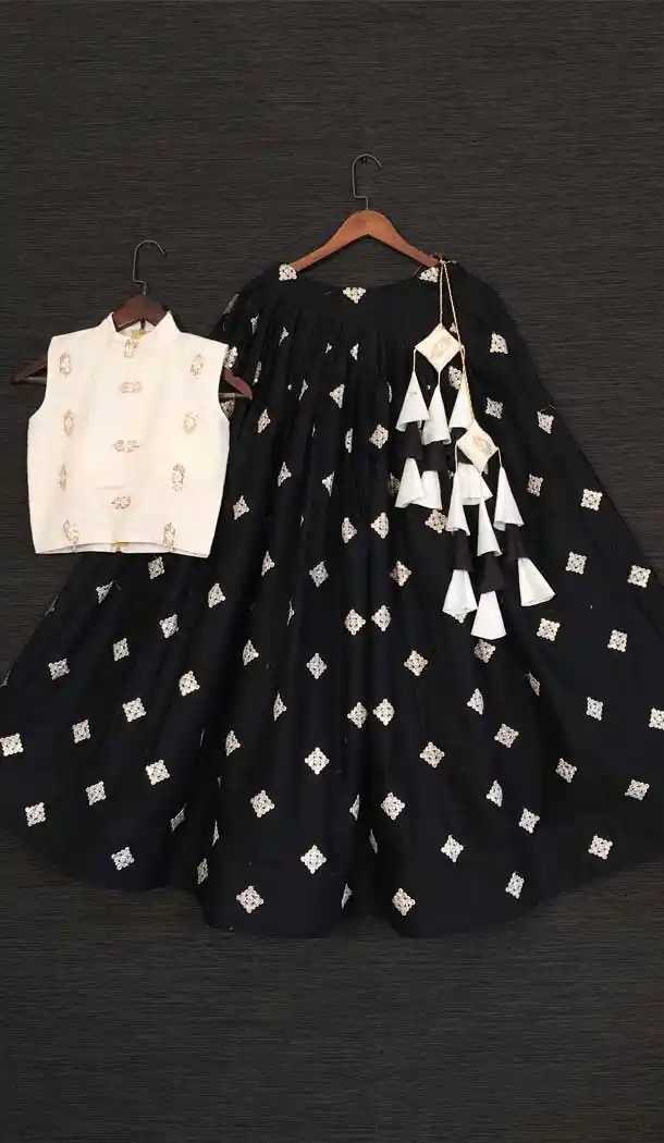 Elegance Black Color Pure Cotton Designer Party Wear Lehenga Choli -2193137035