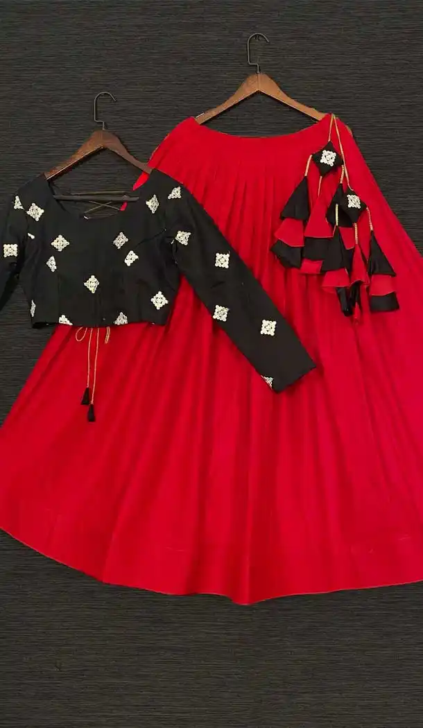 Charming Red Color Pure Cotton Designer Party Wear Lehenga Choli -2193137036