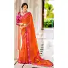 Orange Color Brasso Printed Work Casual Party Wear Saree Blouse -2223137305