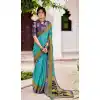 Sky Blue Color Brasso Printed Work Casual Party Wear Saree Blouse -2223137306