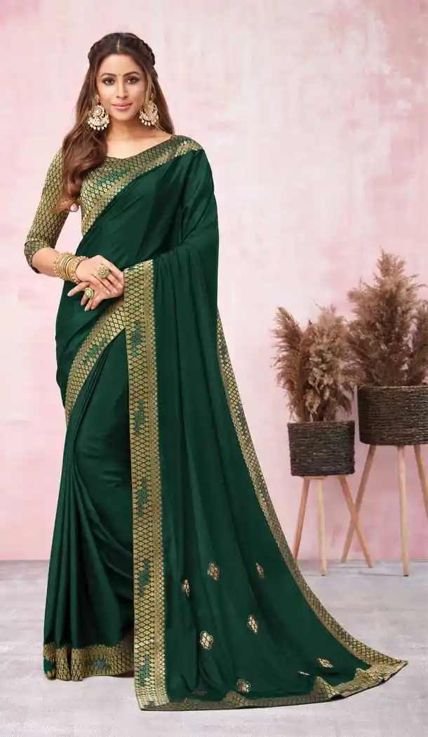 Green Color Heavy Silk Weaving Work Office Wear Saree Blouse -2225137327