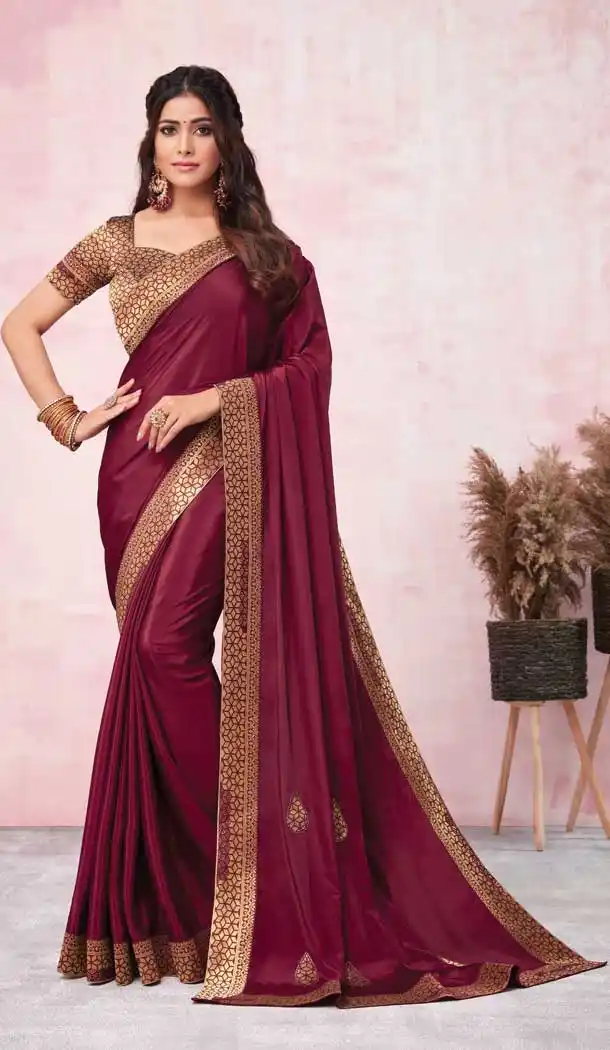 Dark Rani Pink Color Heavy Silk Weaving Work Office Wear Saree Blouse -2225137328