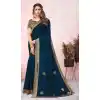 Teal Blue Color Heavy Silk Weaving Work Office Wear Saree Blouse -2225137329