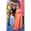 Unique Orange Color Pure Silk Jacquard Work Traditional Wear Saree -2234137407