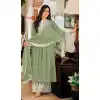 Sea Green Color Faux Georgette Pakistani Style Evening Wear Palazzo Suit -2247137482