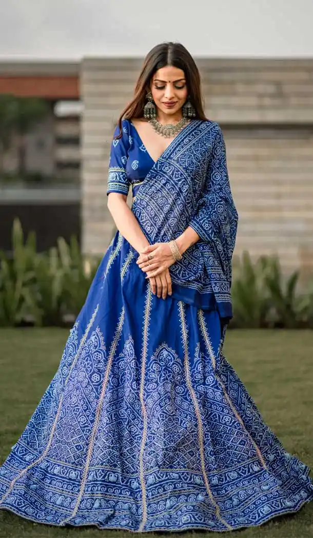 Blue Color Vaishali Silk Stunning Designer Girls Lehenga Choli -2260137564