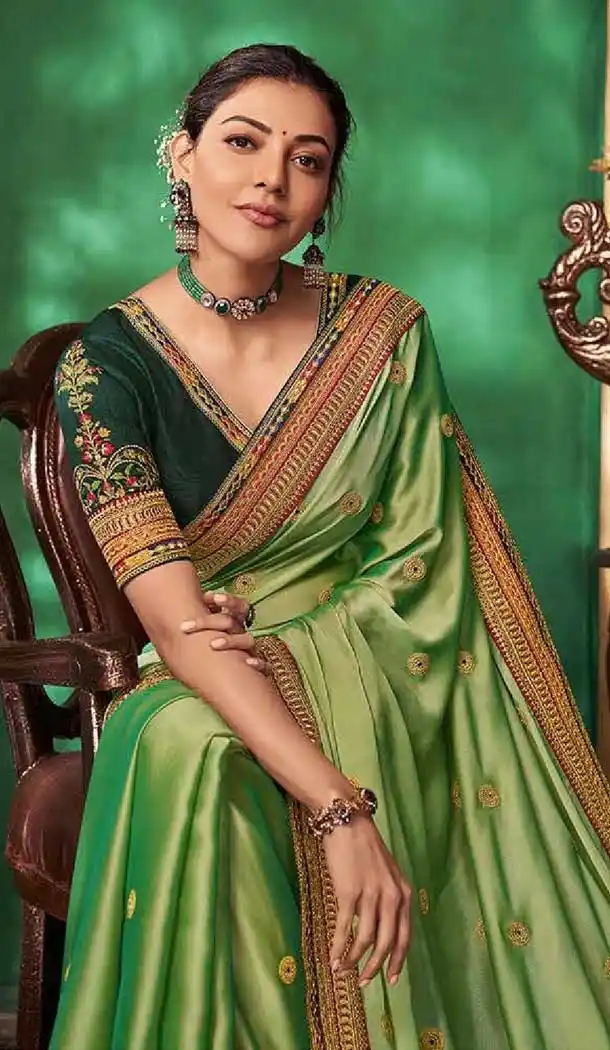 Sea Green Color Royal Rangoli Silk Party Wear kajal Aggarwal Saree -2280138043