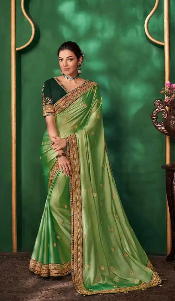 Sea Green Color Royal Rangoli Silk Party Wear kajal Aggarwal Saree -2280138043