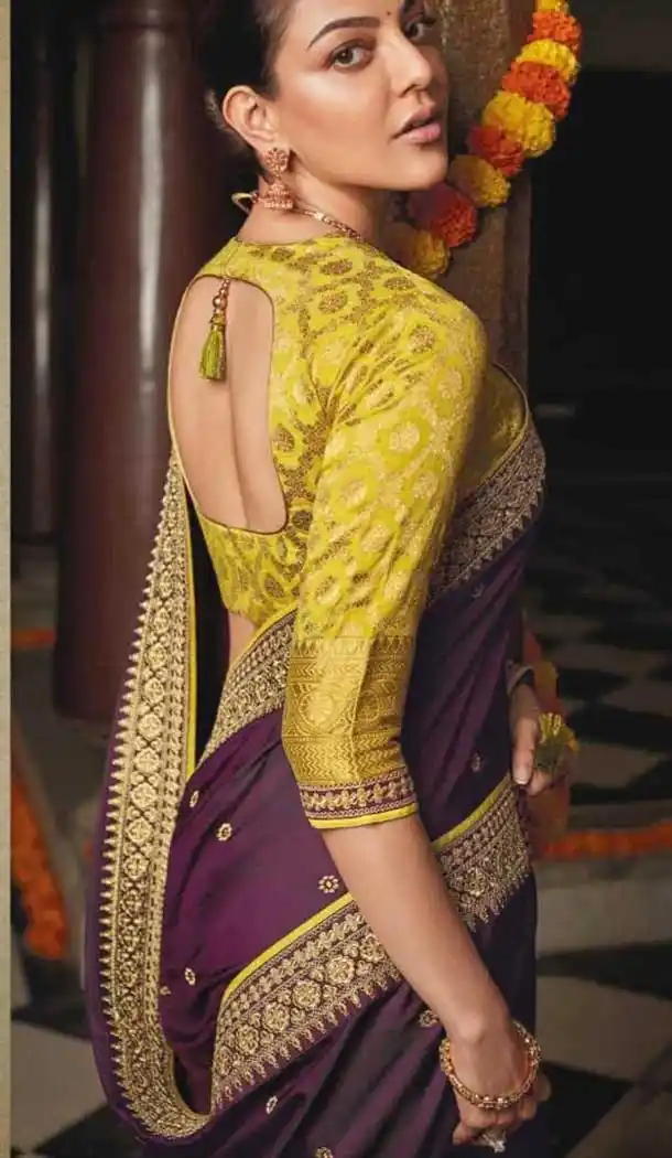 Purple Color Royal Vichitra Silk Party Wear kajal Aggarwal Saree -2280138044