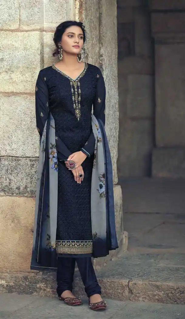 Blue Color Faux Georgette Casual Party Wear Salwar Suit - 2322138358