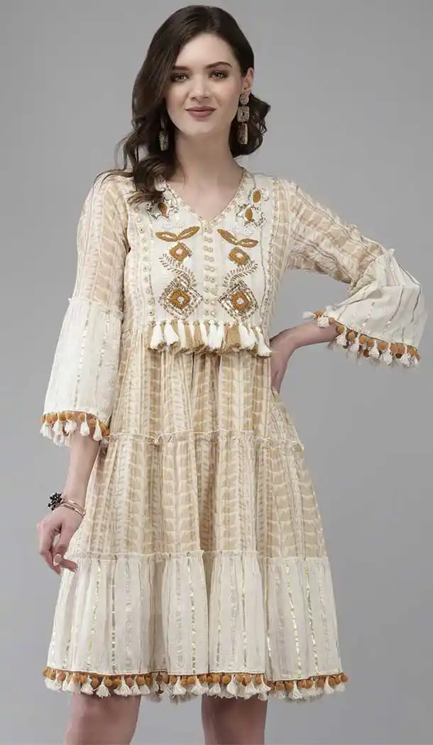 Cream Color Cotton Designer Party Wear Ready Fancy Western Top -2390138833