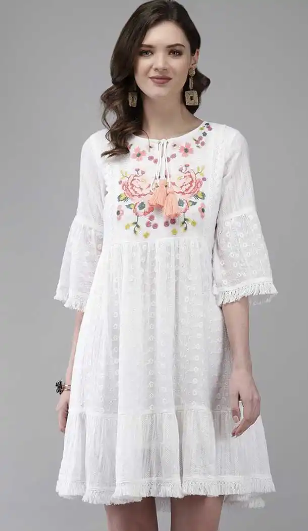 White Color Cotton Designer Party Wear Ready Fancy Western Top -2390138834
