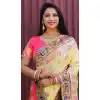 Yellow Color Chinon Silk Designer Traditional Wear Saree Blouse -2399138891
