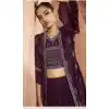 Wine Color Real Georgette Designer Party Wear 3 Pc Readymade Suit -2404138909