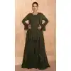 Mehendi Color Real Georgette Designer Party Wear 3 Pc Readymade Suit -2404138910