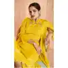 Yellow Color Real Georgette Designer Party Wear 3 Pc Readymade Suit -2404138911