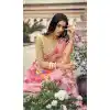 Pretty Peach Color Organza Digital Printed Casual Wear Fancy Saree Blouse -2416138979