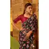 Black Color Muslin Silk Party Wear Fancy Digital Printed Saree -2420138995